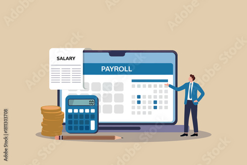 Corporate professional handling payroll, salary, and finance data
