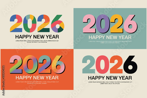 Happy new year 2026 with colorful numbers and festive greetings