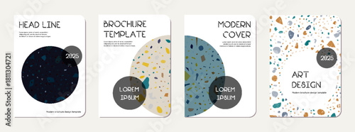 School notebook cover design. Terrazzo abstract