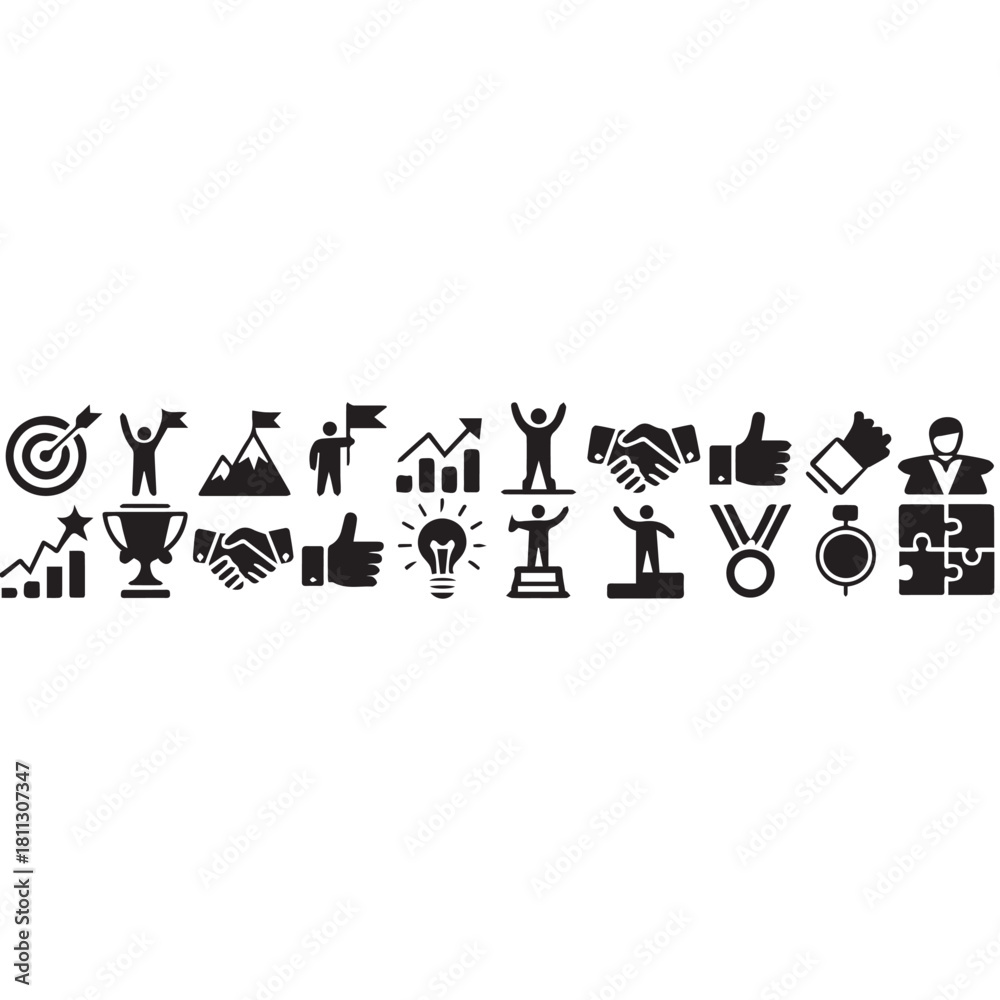 Fototapeta premium Business icon set. Compliance, fairness, integrity, loyalty, trust, equality, code of conduct, honesty, anti corruption, transparency.