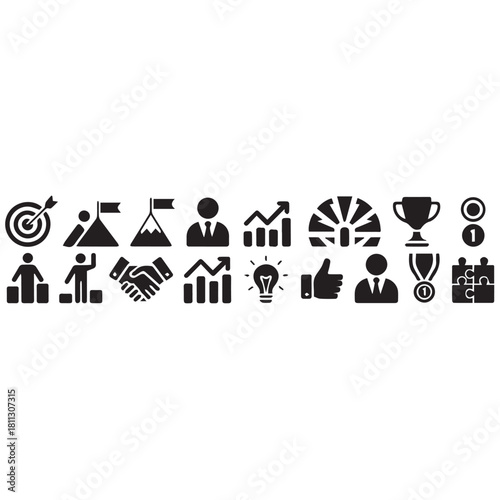 Business icon set. Compliance, fairness, integrity, loyalty, trust, equality, code of conduct, honesty, anti corruption, transparency.
