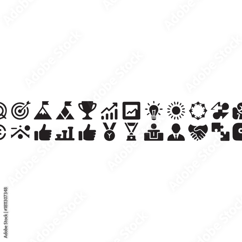 Business icon set. Compliance, fairness, integrity, loyalty, trust, equality, code of conduct, honesty, anti corruption, transparency.
