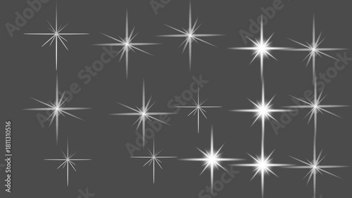 Collection of White Starburst Sparkle Effects light