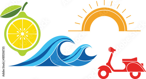 Abstract Geometric Mediterranean Summer Elements.