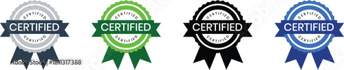 Certified badge icon set vector sign isolated on transparent background. 