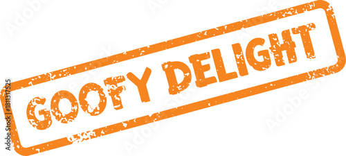 Playful orange textured stamp showcasing Goofy Delight messaging perfect for cheerful and happy themed projects