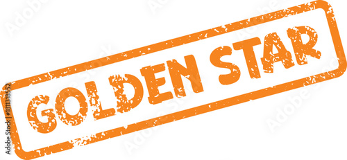 Golden Star rubber stamp impression for excellence achievement and top tier performance recognition