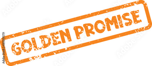 A textured orange grunge stamp presenting the significant phrase Golden Promise for commitment messages