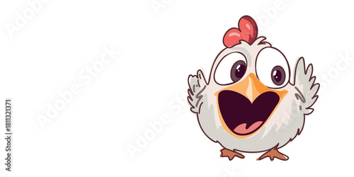 cheerful cartoon chick banner illustration with copy space for kids