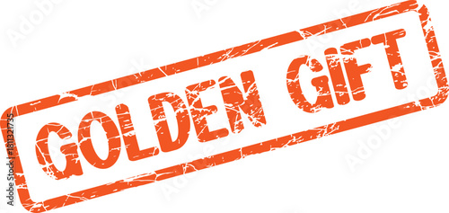 Vibrant Orange Golden Gift Message Embossed with Distressed Grunge Stamp Effect