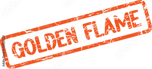 Vibrant Orange Golden Flame Message Embossed with Distressed Grunge Stamp Effect