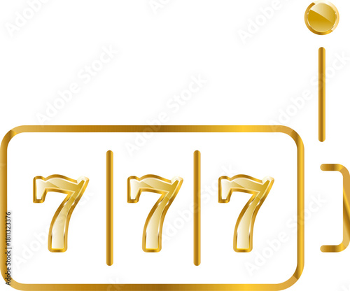 777 gold icon. Isolated on transparent background.