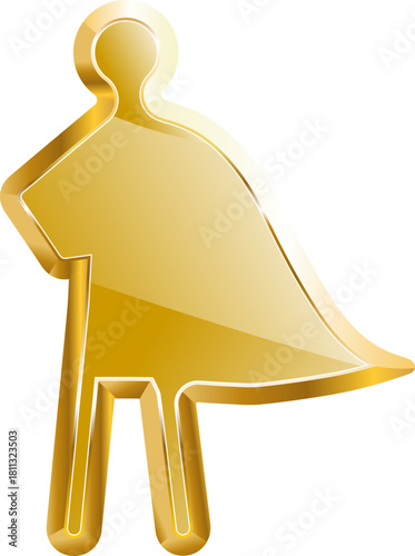 Hero gold icon. Isolated on transparent background.