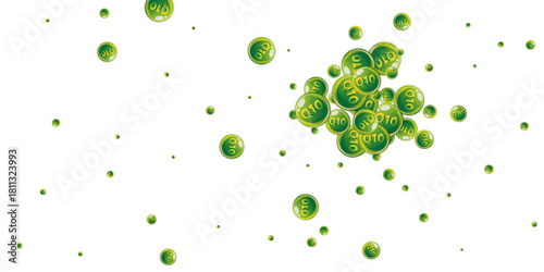 Vitamin Q10 round capsules scattered randomly.