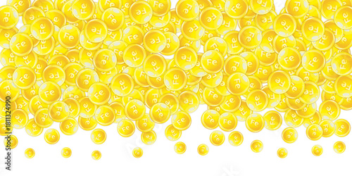 Ferritin round droplets scattered randomly.