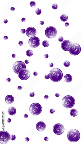 Vitamin D3 round capsules.