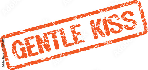 Gentle Kiss textured orange grunge stamp mark ideal for tender loving romantic design projects