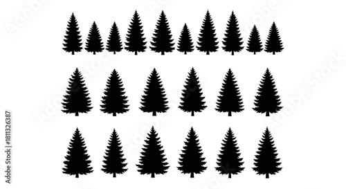 set of pine trees