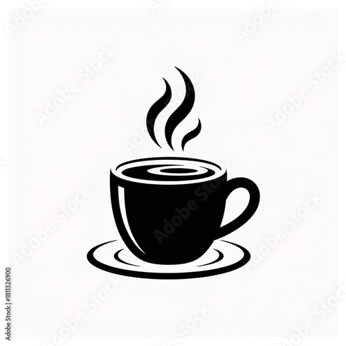 Black coffee cup with steam
