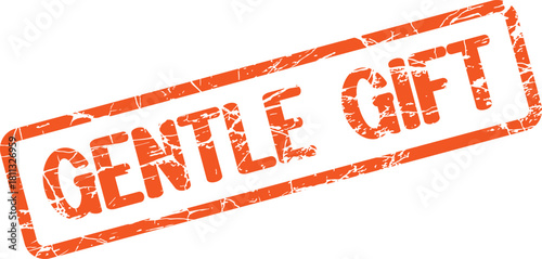 Vibrant orange distressed grunge rubber stamp displaying the thoughtful gentle gift text message