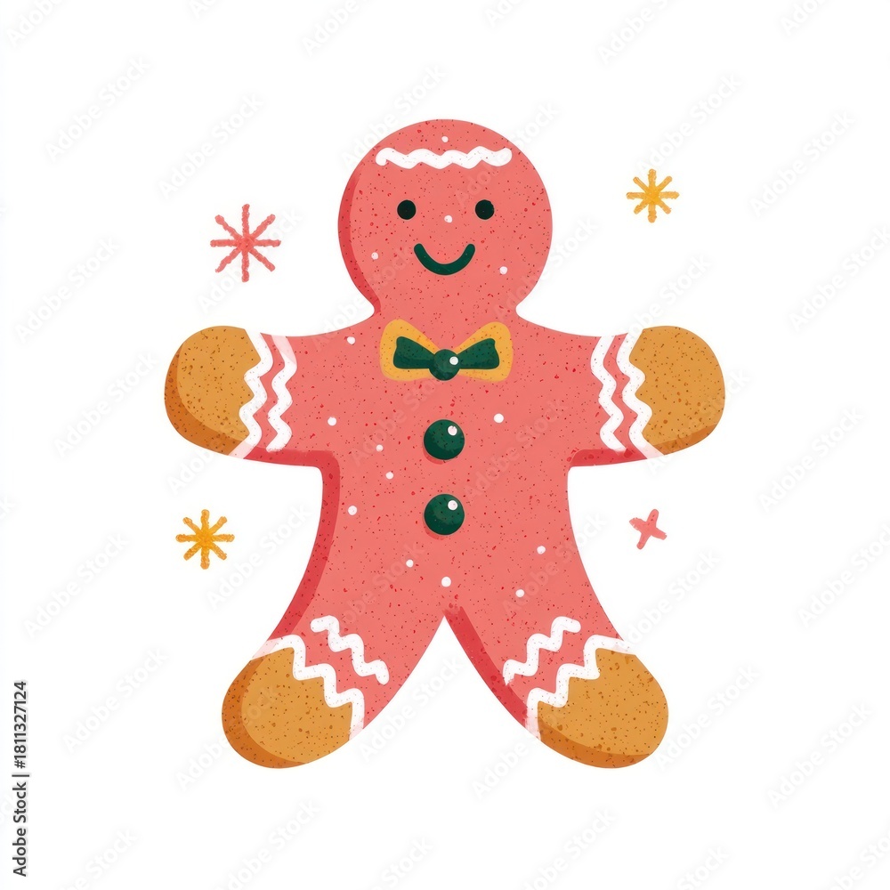 Obraz premium Cute festive gingerbread cookie illustration.