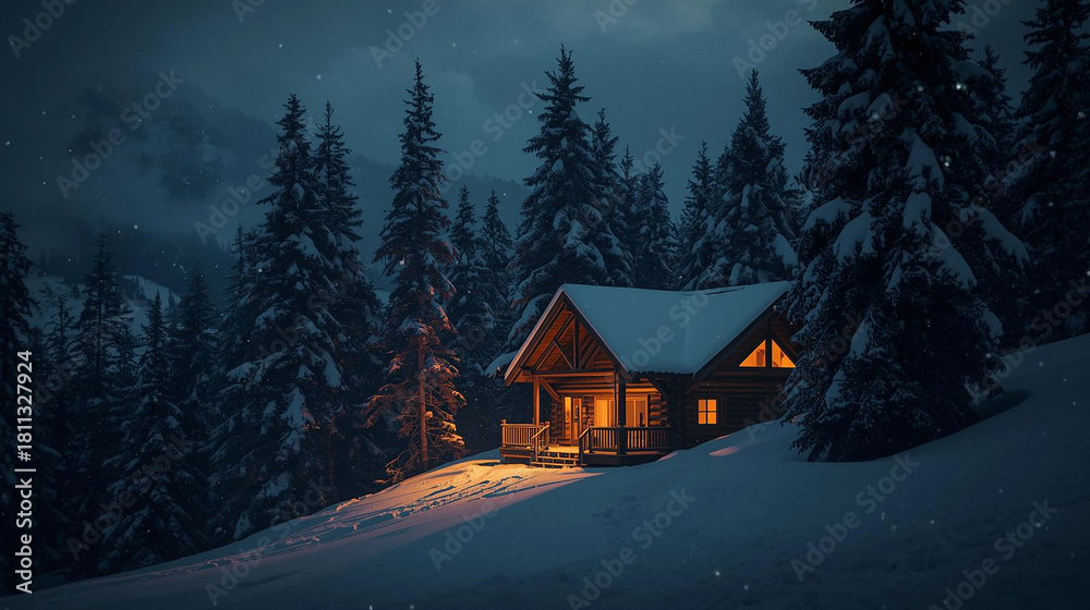 Fototapeta premium House roof full of snow at winter 