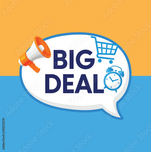 vector, illustration, chat bubble with text BIG DEAL for e-commerce, online shop, shopping