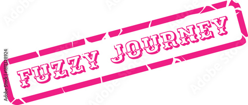 Vibrant pink textured Fuzzy Journey stamp graphic for adventure and discovery themes