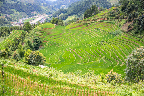 Rice fields on terraces of Mu Cang Chai, Vietnam.