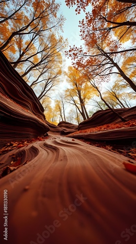 sunset in the forest