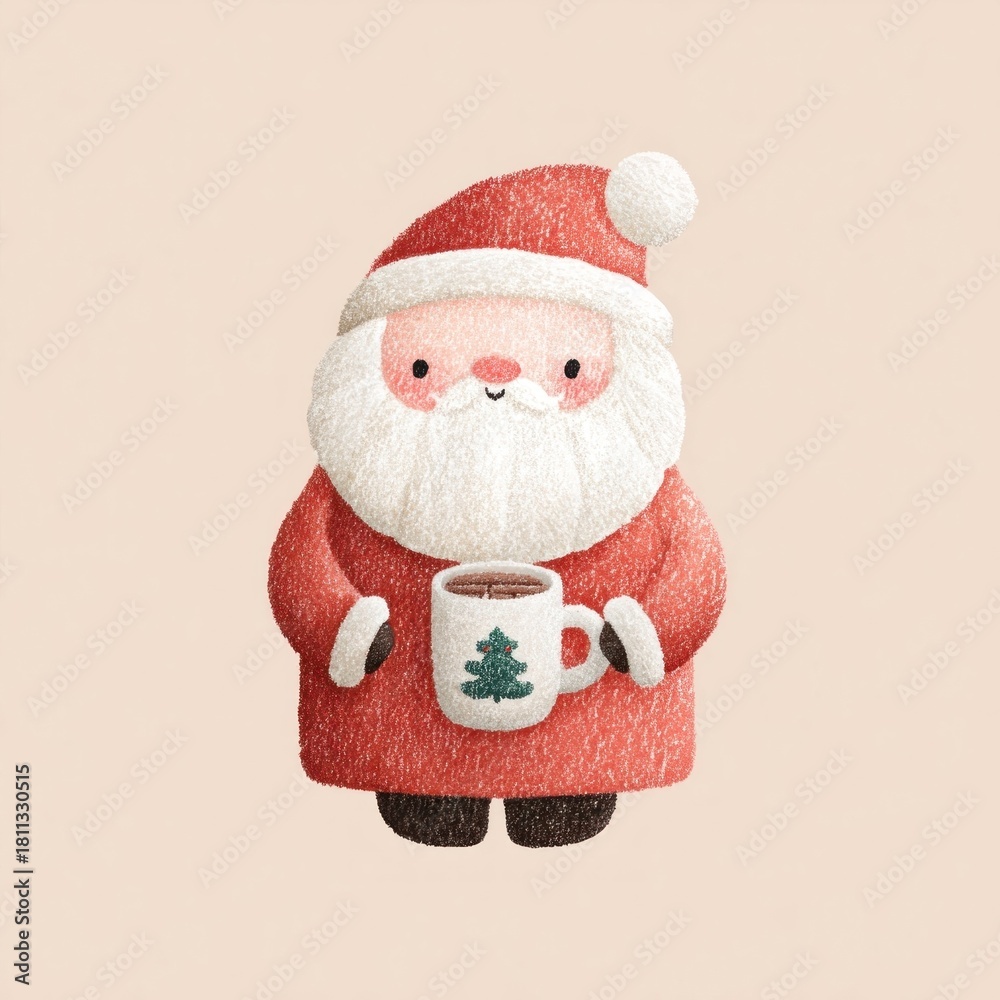 Fototapeta premium Cute Santa holding festive mug.