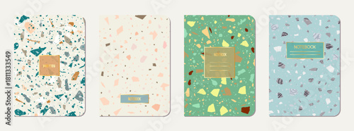 School diary cover design. Terrazzo abstract