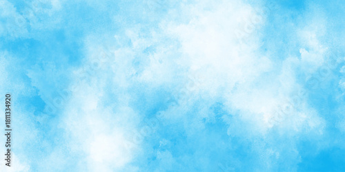 Abstract white and blue color frozen ice surface design, creative brush painted aquarelle light sky blue background, Soft cloud in the sky background.abstract blue sky watercolor vintage water color.