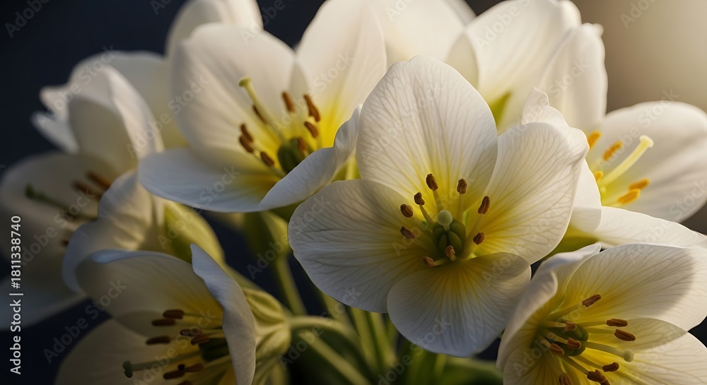 Obraz premium Close up view of elegant white and yellow spring flowers