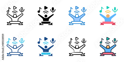 Content creator icon set multiple style collection 
