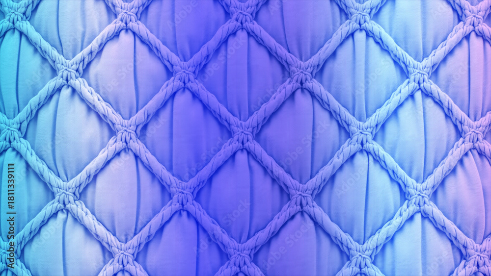 Obraz premium Luxurious Quilted Diamond Pattern with Soft Plush Texture in Gradient Shades of Purple and Blue, Ideal for Elegant Abstract Backgrounds and Sophisticated Designs