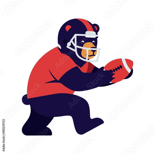 Bear Mascot Ready to Play American Football
