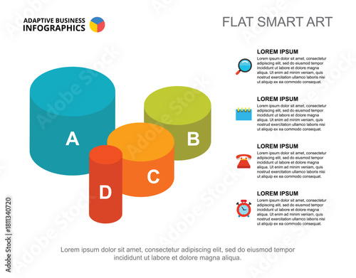 Four cylinders process chart template for presentation