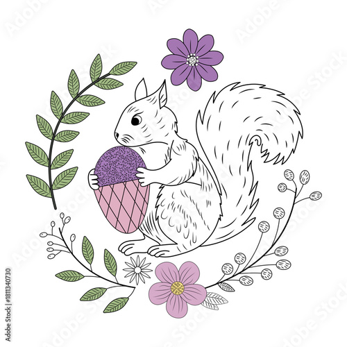 A vintage style illustration representing squirrel