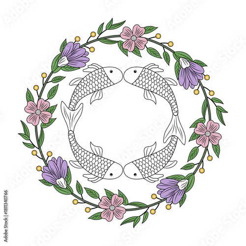 A vintage style illustration representing fish