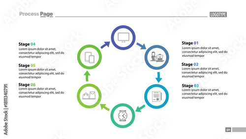 Six stages cycled process chart template