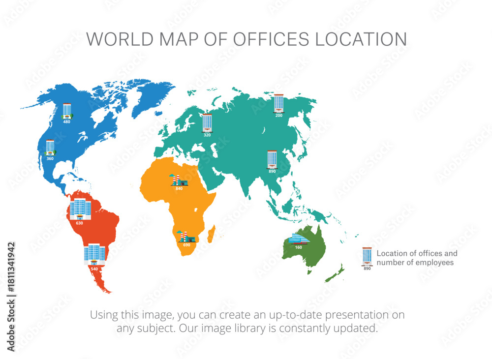 Fototapeta premium Map Infographics with Pointers Slide