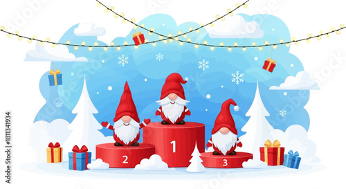 Festive Gnome Champions A Winter Wonderland Celebration of Achievement and Joy