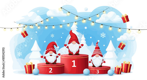 Christmas Gnome Champions Festive Celebration with Presents and Holiday Cheer