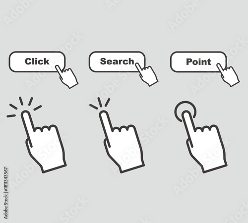 指アイコンクリックイラストセット