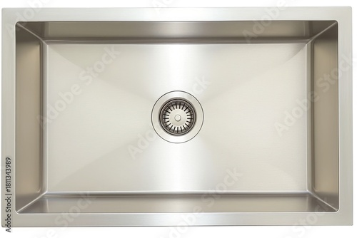 stainless steel rectangular undermount sink isolated on white for kitchen design