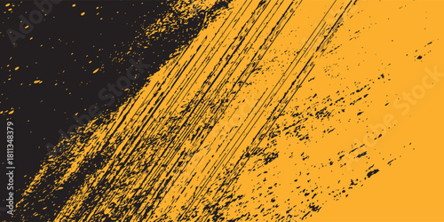 abstract with modern dynamic rough texture strokes, combining deep black and bright yellow for template