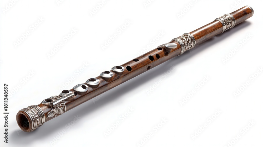 Fototapeta premium Tin whistle isolated on white background