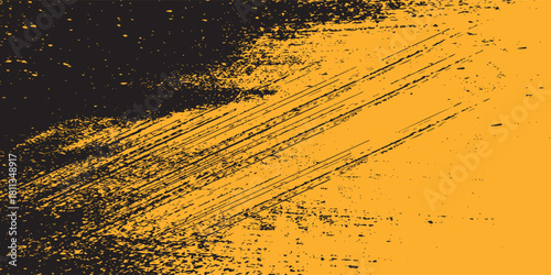 abstract with dynamic rough textured strokes, combining deep black and bright yellow in strong diagonal shapes