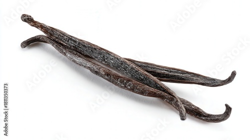 Vanilla bean pod isolated on white background